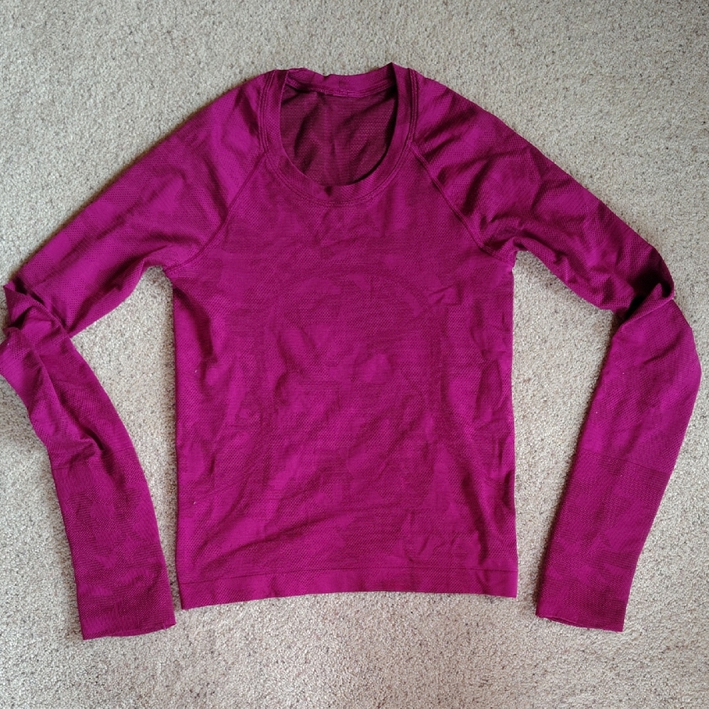 Lululemon Long Sleeve Crewneck Tee in Deep Magenta